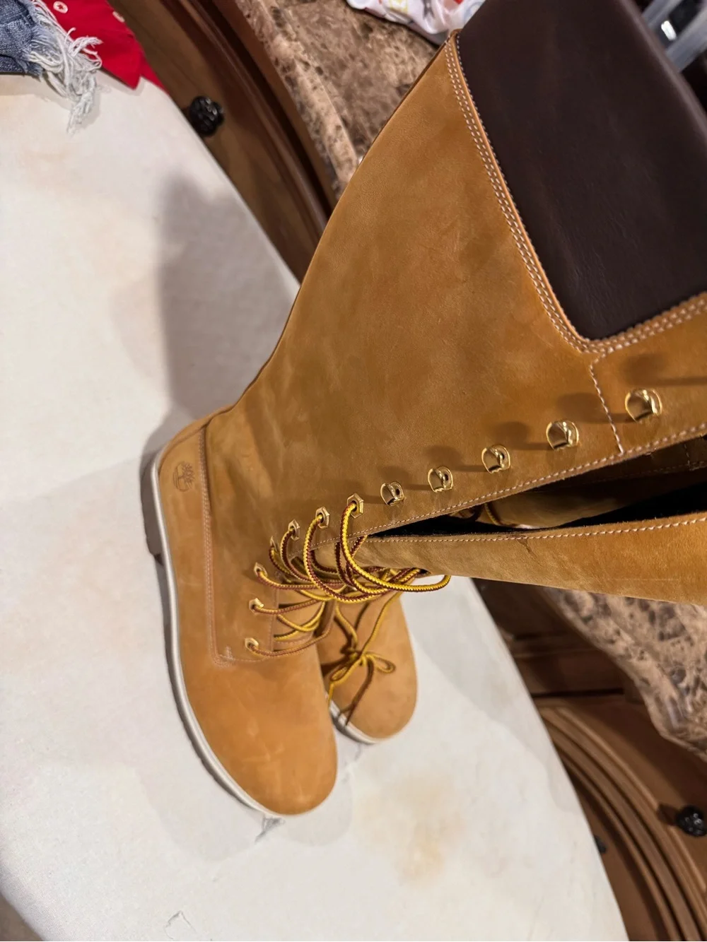 Timberland Women's Tall Lace-Up Boot in Wheat/Brown